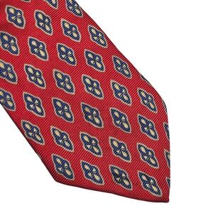 Burberry's of London Necktie Mens Red Blue Yellow Silk Patterned Luxury Designer